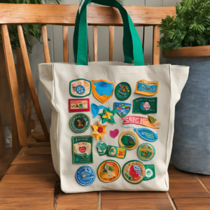 Girl Scout Tote with Old Fun Patches