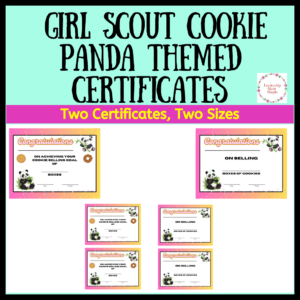 Girl Scout Cookie Panda Themed Certificates