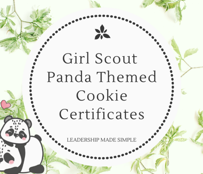 Girl Scout Panda Themed Cookie Certificates