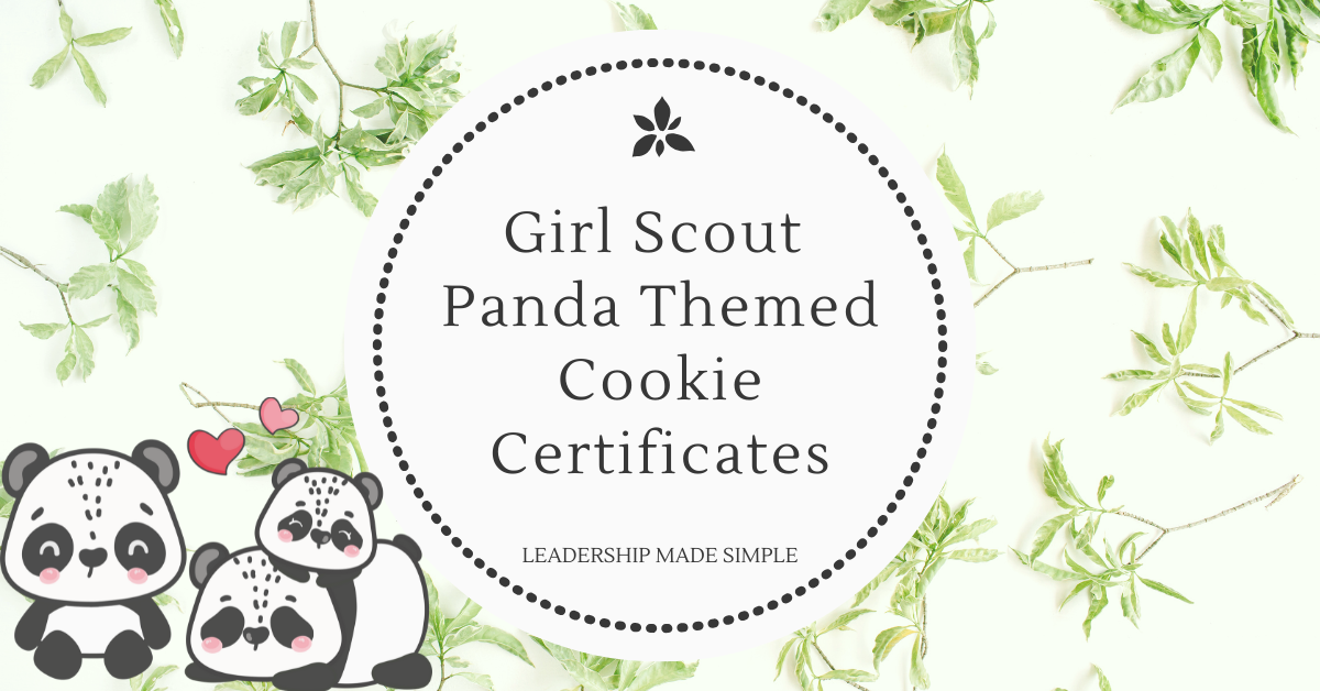 Girl Scout Panda Themed Cookie Certificates