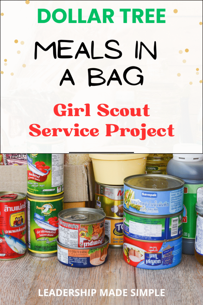 Dollar Tree Meals in a Bag Girl Scout Service Project